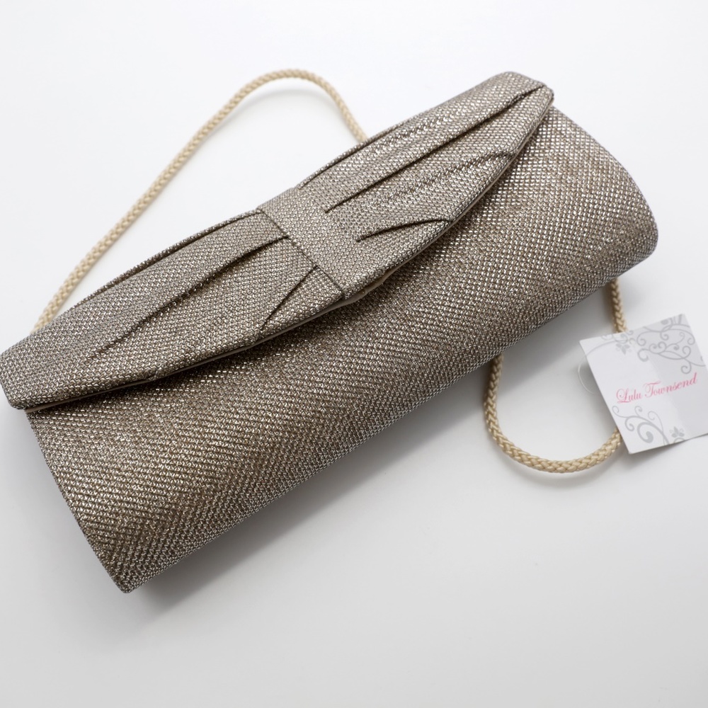 LULU TOWNSEND Gold Metallic Fabric Evening Bag